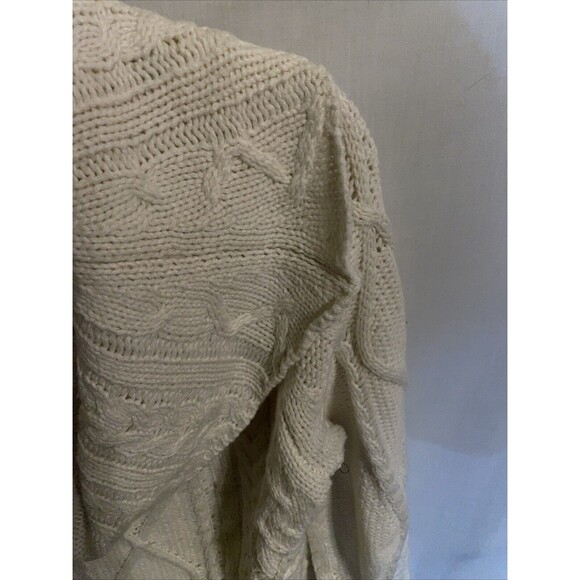 Bad Little Country Girl Women’s Cowl Neck Sweater Size Large Ivory Cable Knit - Picture 4 of 12